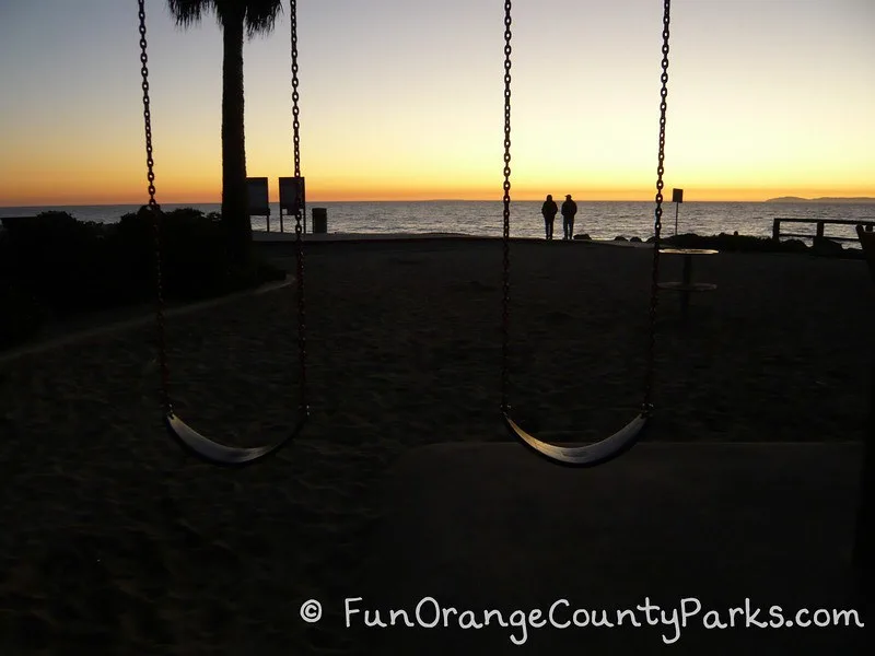 Aliso Beach Park Laguna Beach swings and sunset