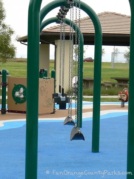 bench swings and baby swings at coastal peak park in newport beach