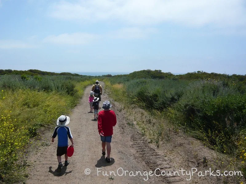 Dad hikes San Onofre beach trail with 4 children