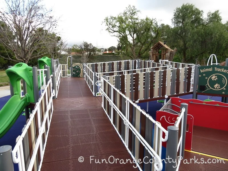 top of the playground equipment with wide ramps for universal access