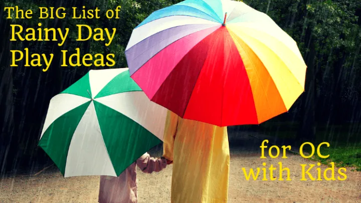 rainy day play ideas orange county parent and child with umbrellas