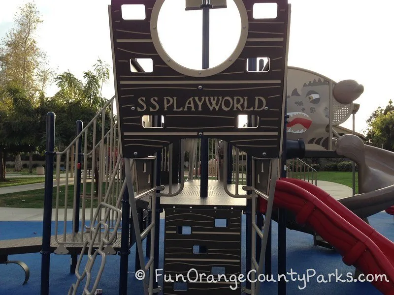 S.S. Playworld pirate ship play structure with a dragon face