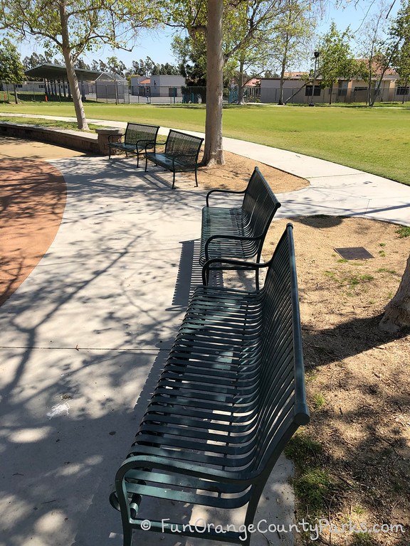four benches at the park