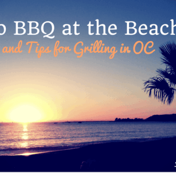 how to barbecue at the beach title with sunset