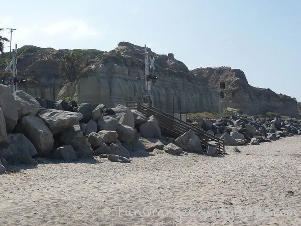 Calafia Beach at San Clemente State Beach - railroad crossing to sand