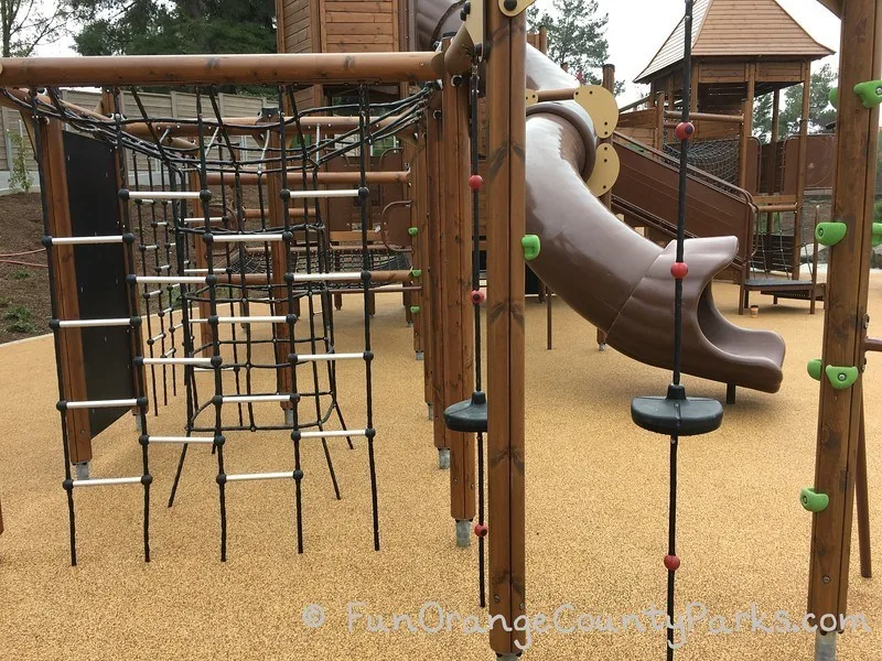 monkey bars and rope course sections of Irvine Adventure Playground