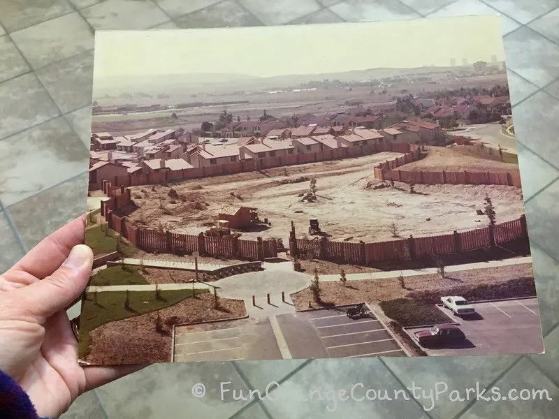 1970s photo of the adventure playground site at time of homes being build in suburbs