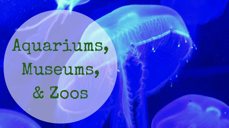aquariums, museums, zoos
