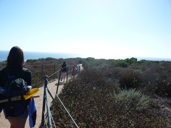 family hiking on the Dana Point Headlands trail