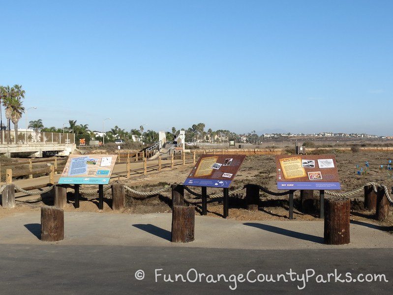 bolsa chica wetlands huntington beach - interpretive signs at trailhead