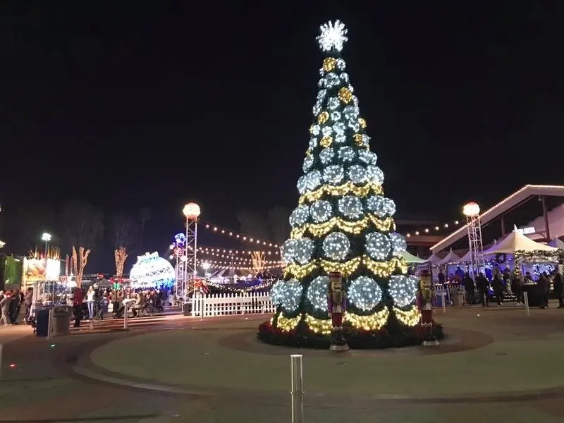 winterfest oc christmas tree decorated in silver and gold