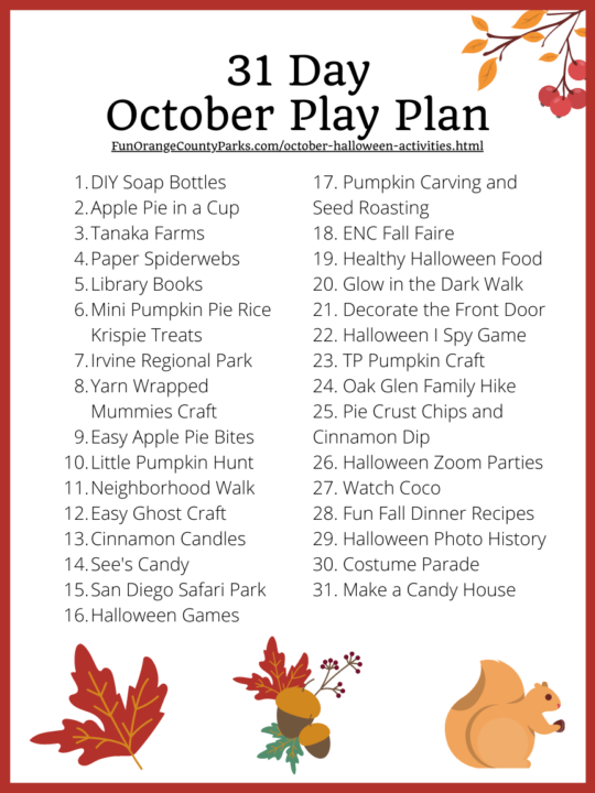 31 Days October Halloween Activities - Fun Orange County Parks