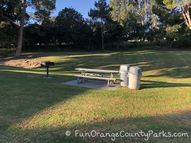 picnic table in grassy area