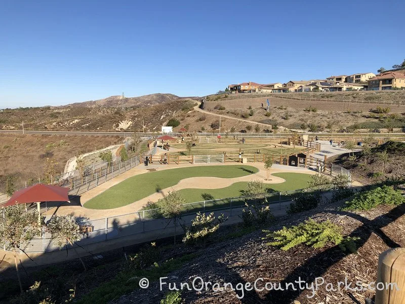 dog park with three separate fenced areas