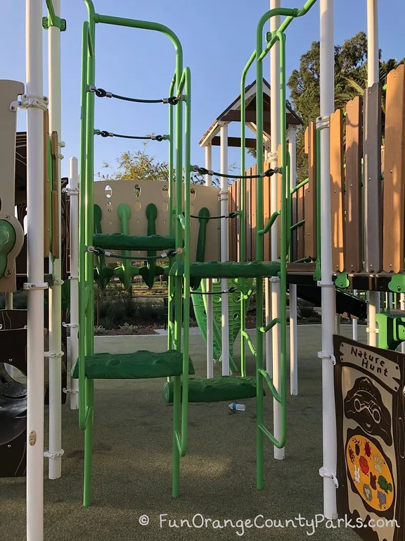 climbing equipment looks like ladders and benches at different heights