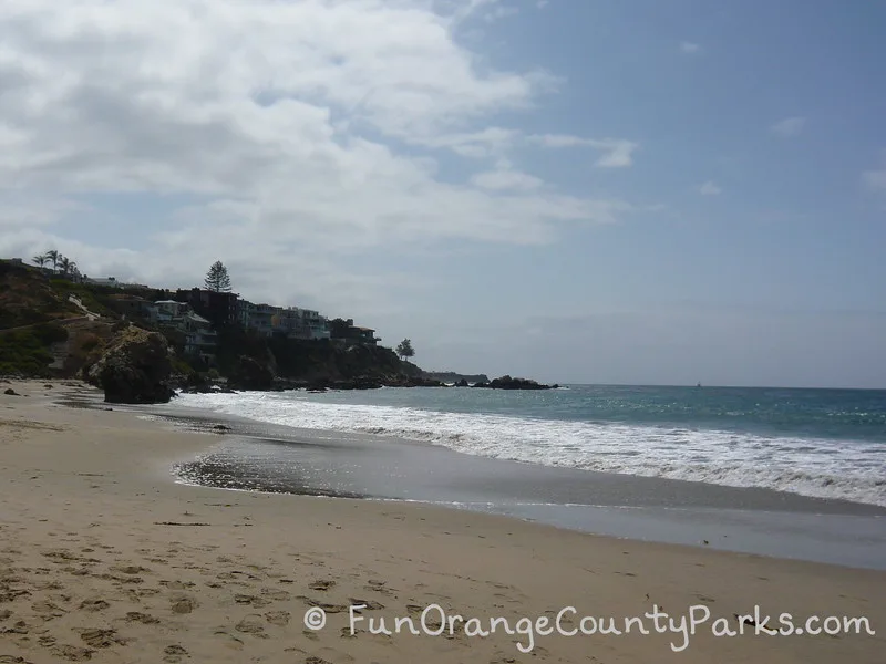 Sand and waves at Corona del Mar State Beach
