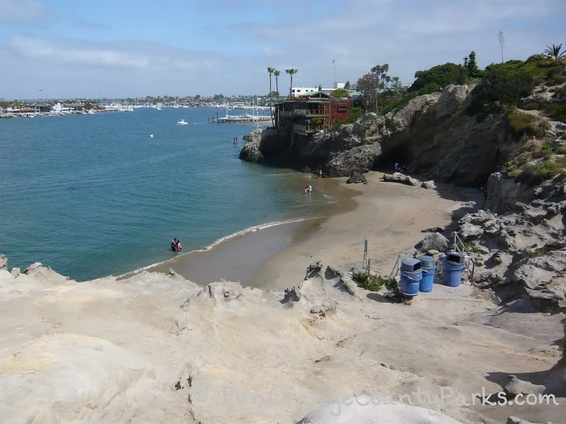 Pirate's Cove at Corona del Mar State Beach is inside the harbor and so there are not as many waves
